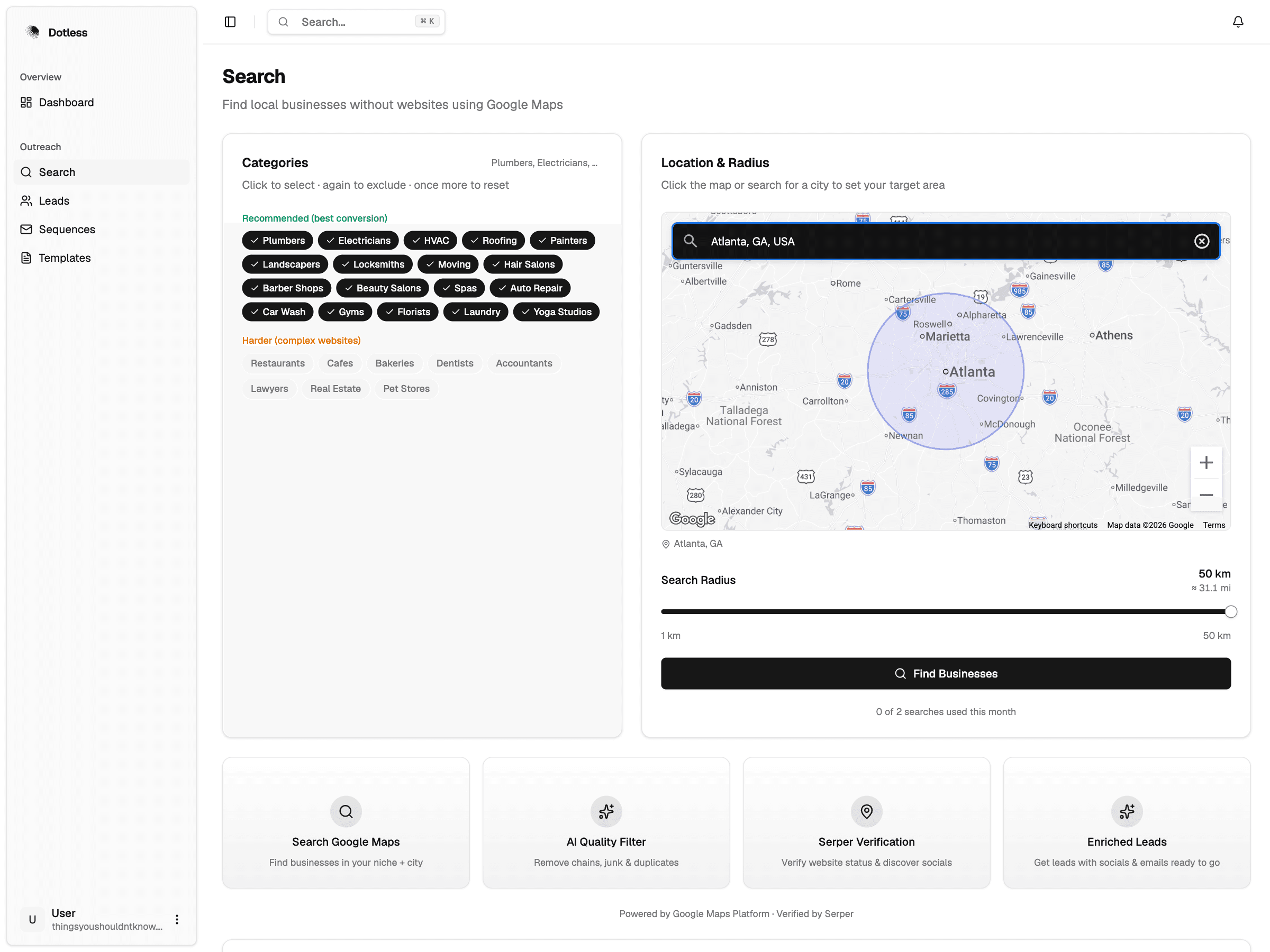 Find local leads in seconds